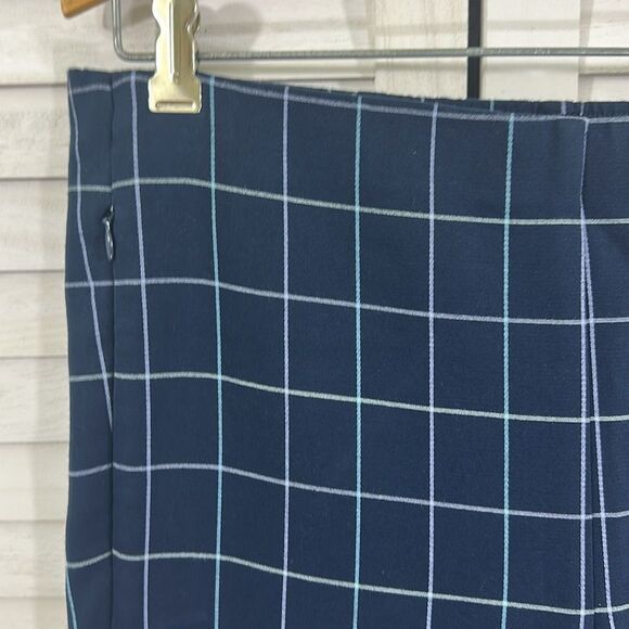 J Jill Pants Size 10 Blue Windowpane Plaid Essential Cotton Stretch Pull On - Picture 3 of 11